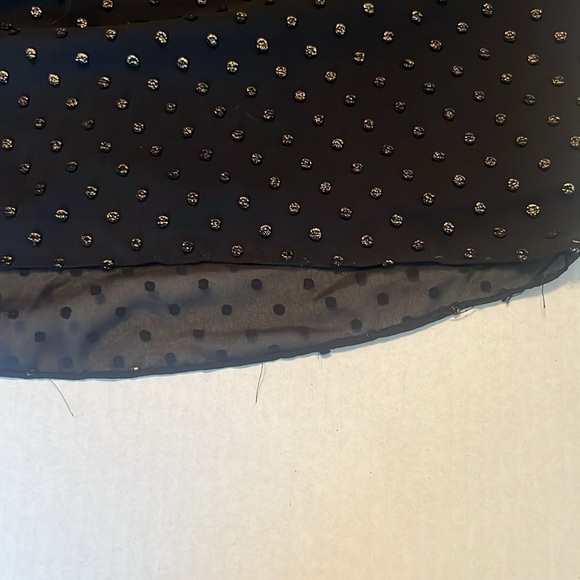 J. Crew Black and Gold Ruffleneck Top with Foil Clip Dot Size M - Picture 9 of 13